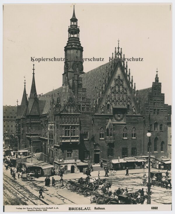 ORIGINAL Foto von 1906 ca.24cm x 20cm, Breslau Schlesien , das Rathaus
